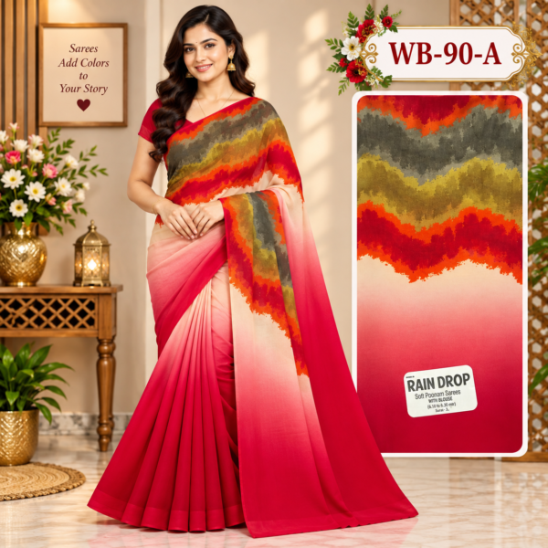 POONAM SAREES (with blouse )-RAIN DROP