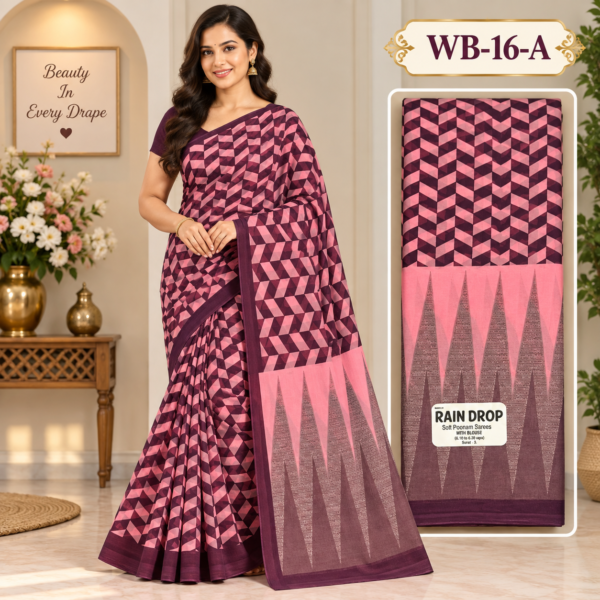 POONAM SAREES (with blouse )-RAIN DROP