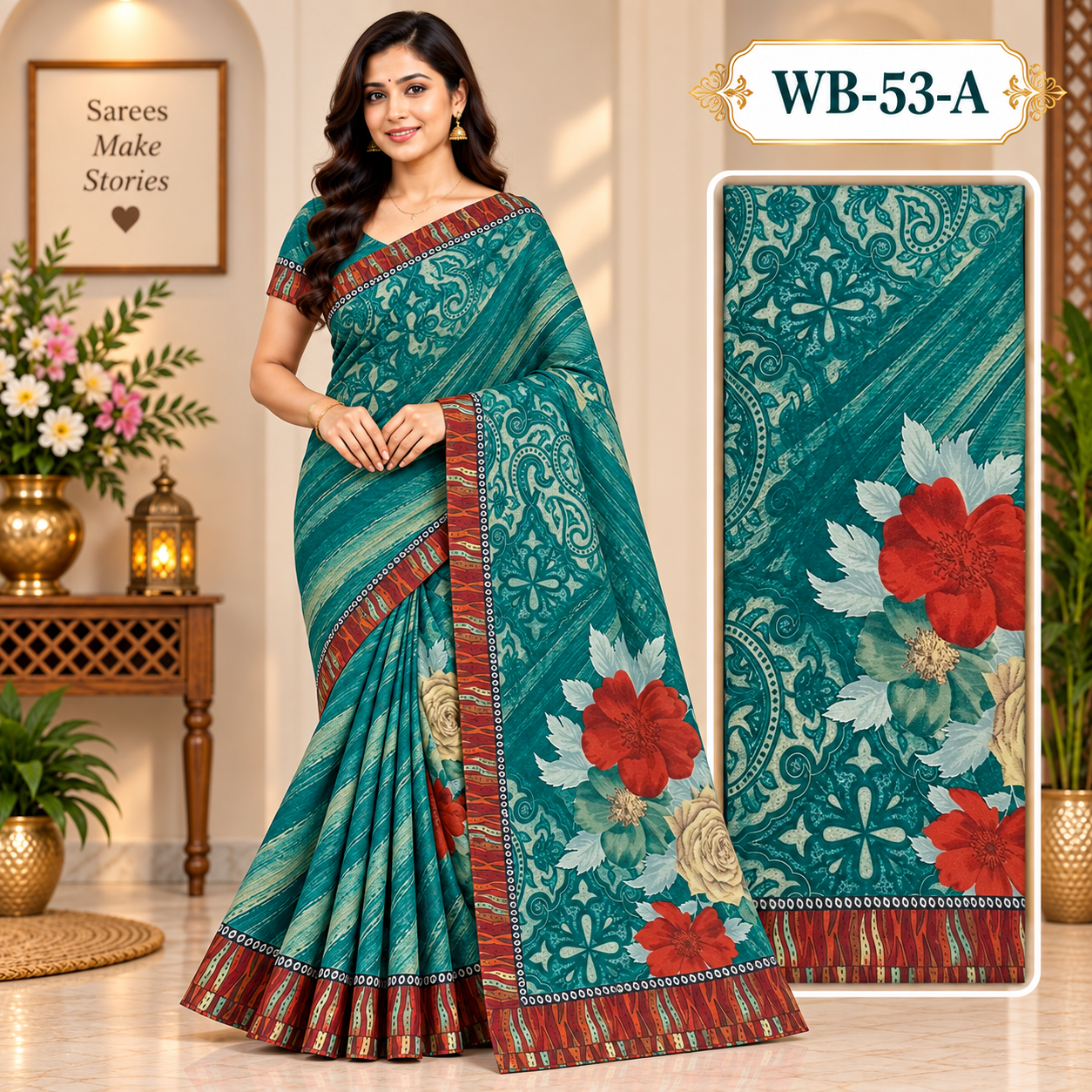 POONAM SAREES (with blouse )-RAIN DROP