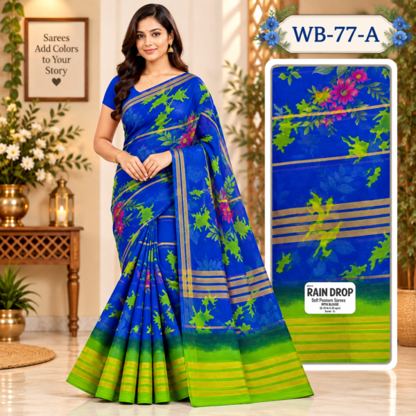 POONAM SAREES (with blouse )-RAIN DROP