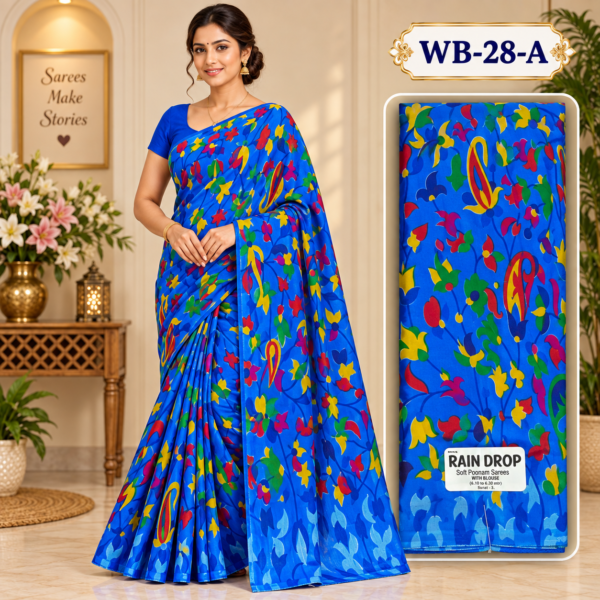 POONAM SAREES (with blouse )-RAIN DROP