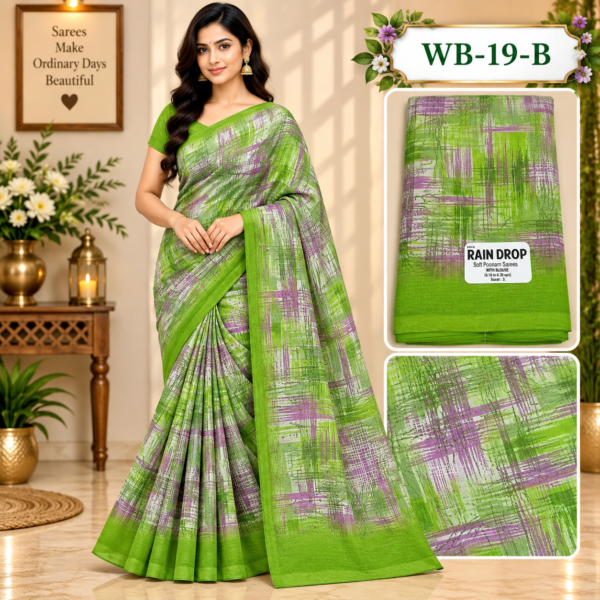 POONAM SAREES (with blouse )-RAIN DROP