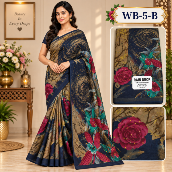 POONAM SAREES (with blouse )-RAIN DROP
