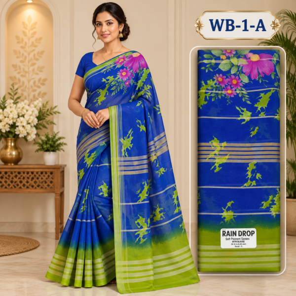 POONAM SAREES (with blouse )-RAIN DROP
