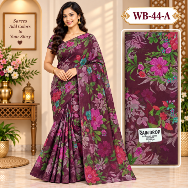 POONAM SAREES (with blouse )-RAIN DROP