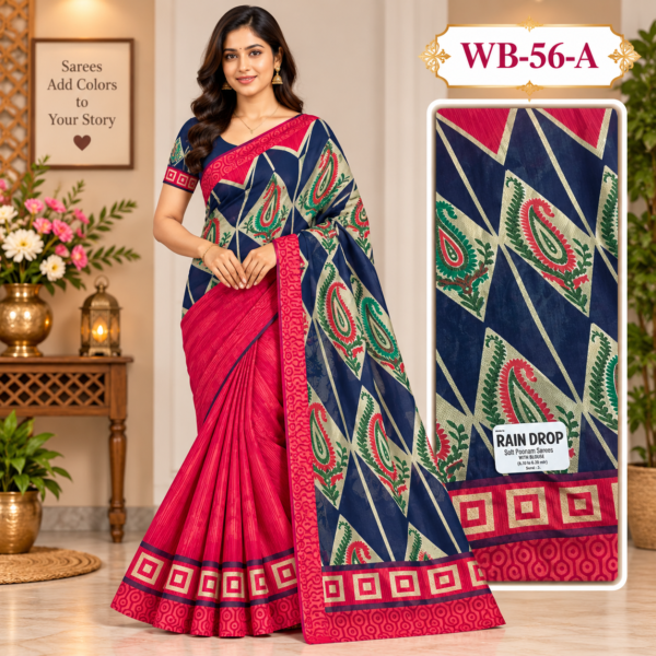 POONAM SAREES (with blouse )-RAIN DROP