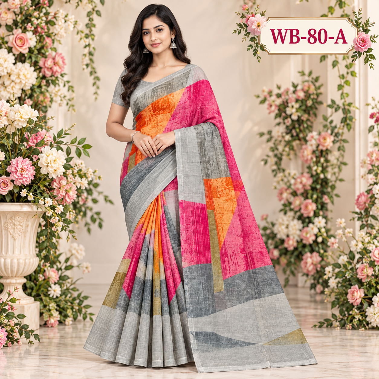 POONAM SAREES (with blouse )-RAIN DROP