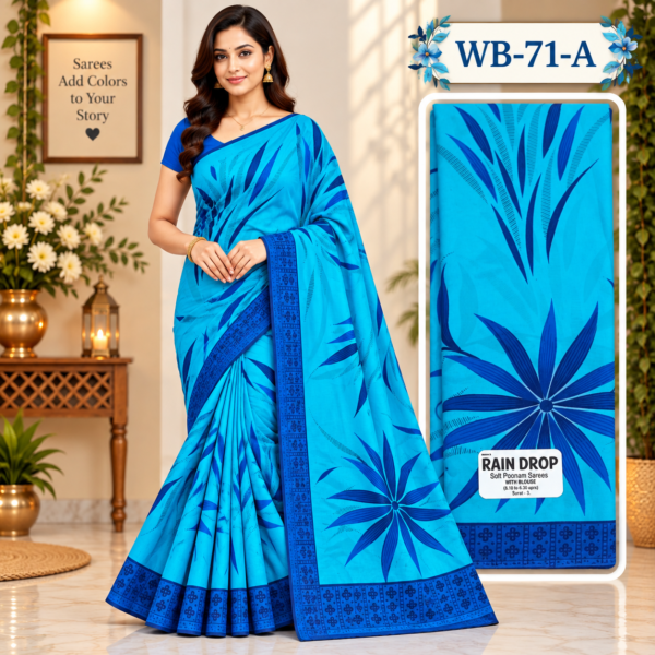 POONAM SAREES (with blouse )-RAIN DROP