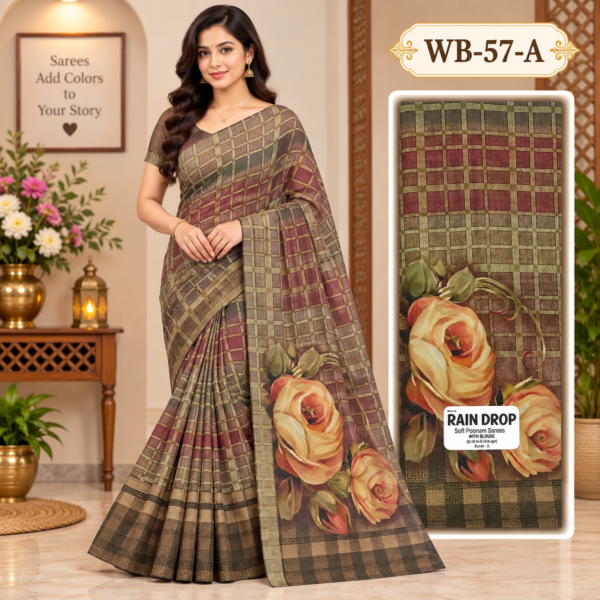 POONAM SAREES (with blouse )-RAIN DROP