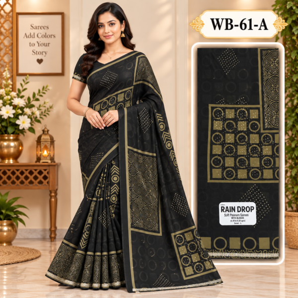 POONAM SAREES (with blouse )-RAIN DROP
