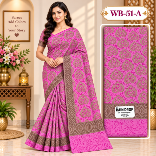 POONAM SAREES (with blouse )-RAIN DROP