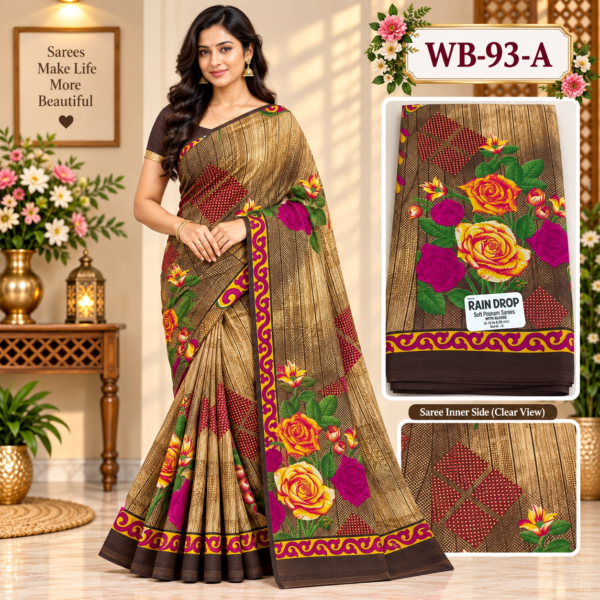 POONAM SAREES (with blouse )-RAIN DROP