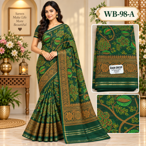 POONAM SAREES (with blouse )-RAIN DROP