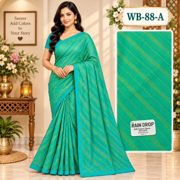 POONAM SAREES (with blouse )-RAIN DROP