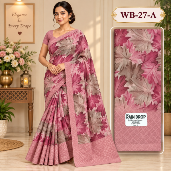 POONAM SAREES (with blouse )-RAIN DROP