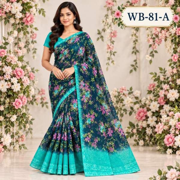 POONAM SAREES (with blouse )-RAIN DROP