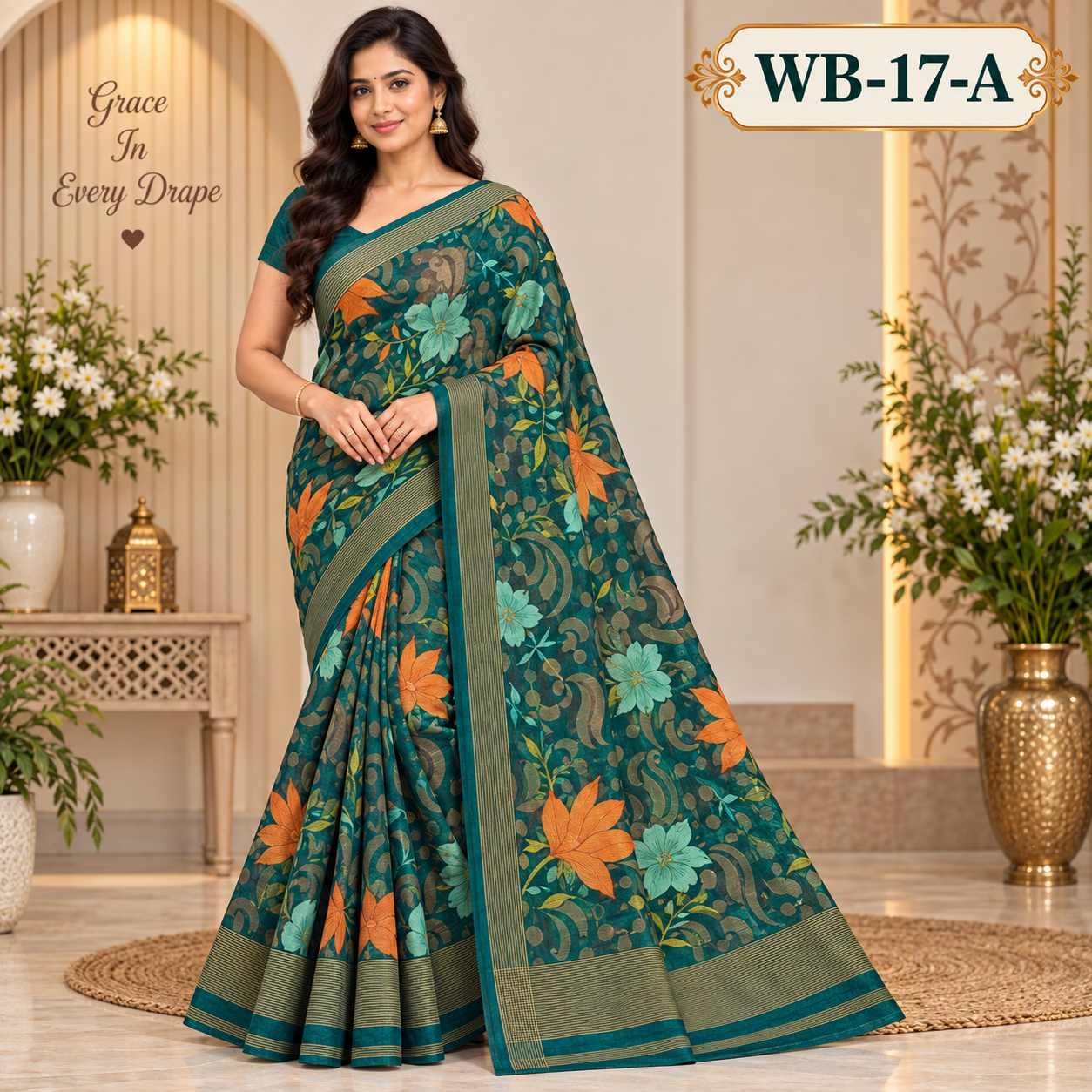 POONAM SAREES (with blouse )-RAIN DROP