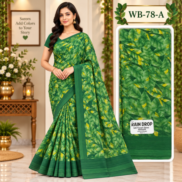POONAM SAREES (with blouse )-RAIN DROP