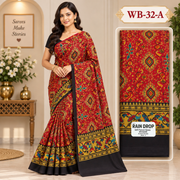 POONAM SAREES (with blouse )-RAIN DROP