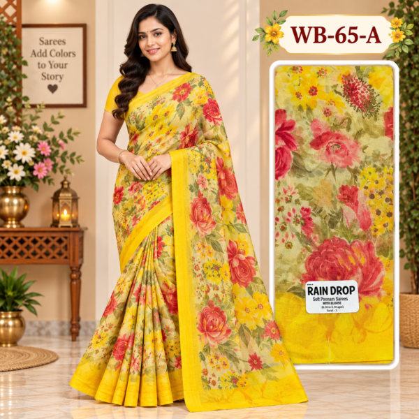 POONAM SAREES (with blouse )-RAIN DROP