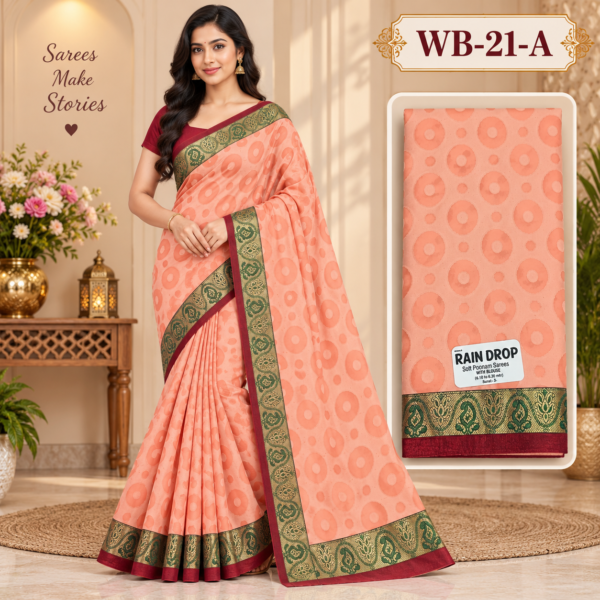 POONAM SAREES (with blouse )-RAIN DROP