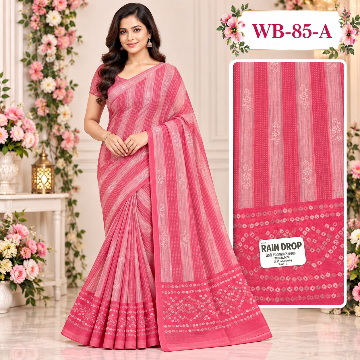 POONAM SAREES (with blouse )-RAIN DROP